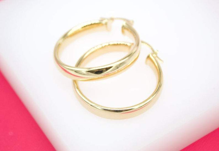 18K Gold Filled 6mm Thin Lever Back Hoop Earrings