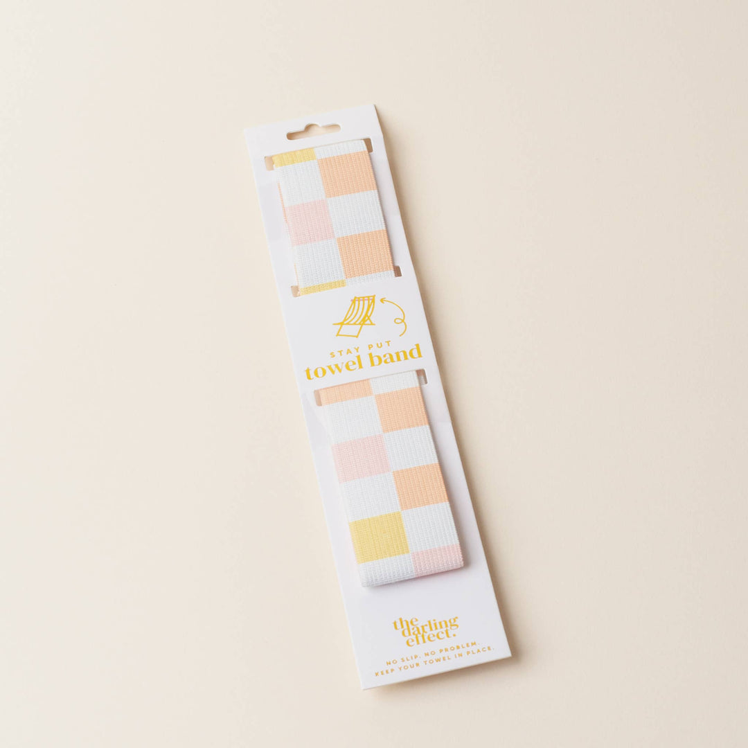 Stay-Put Towel Band-Check Peach