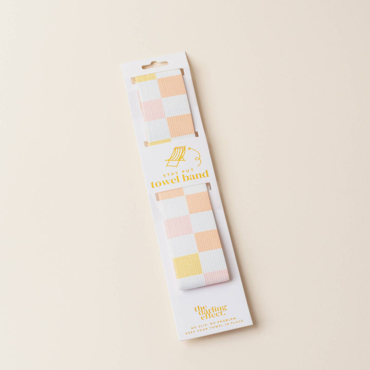 Stay-Put Towel Band-Check Peach
