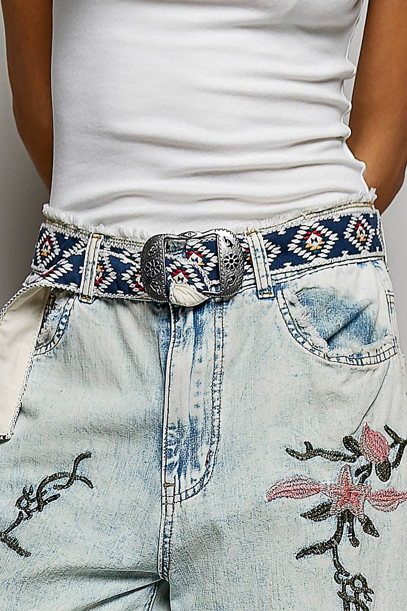 Boho Metal Silver Buckle Belt