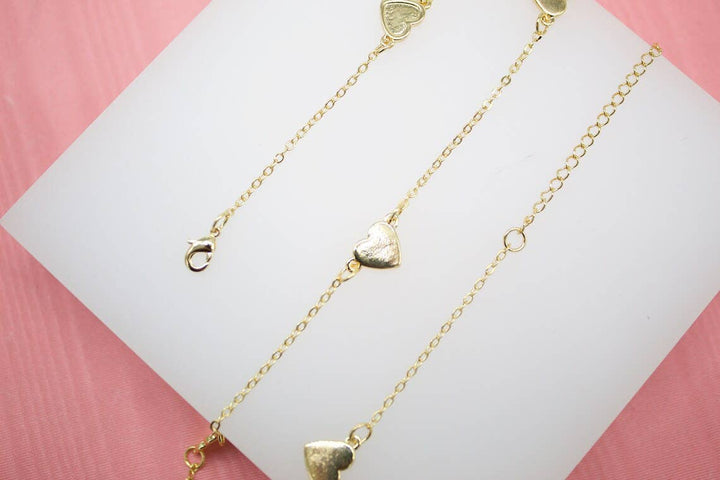 18K Gold Filled Dainty Rolo Heart Chain Necklace