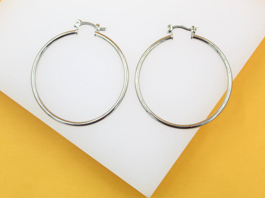 Thin Latch Back Hoop Earrings