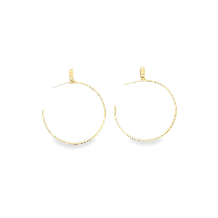 18K Gold Filled CZ Slim Open Hoop Stud Earrings