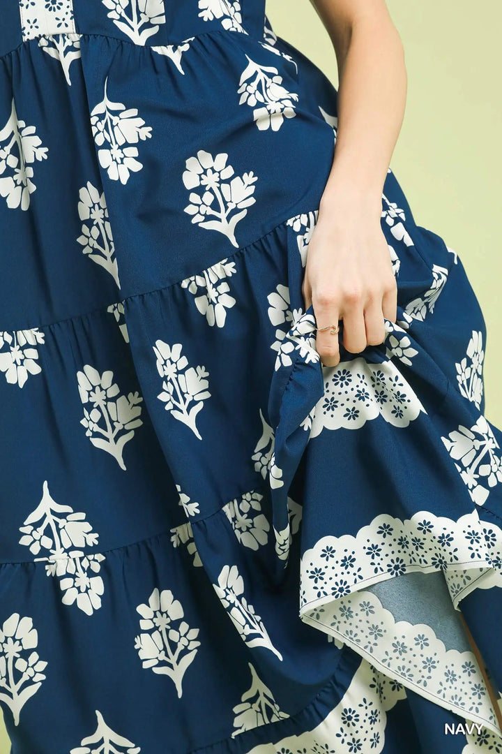 Tiered Ruffle Sleeve Maxi Dress