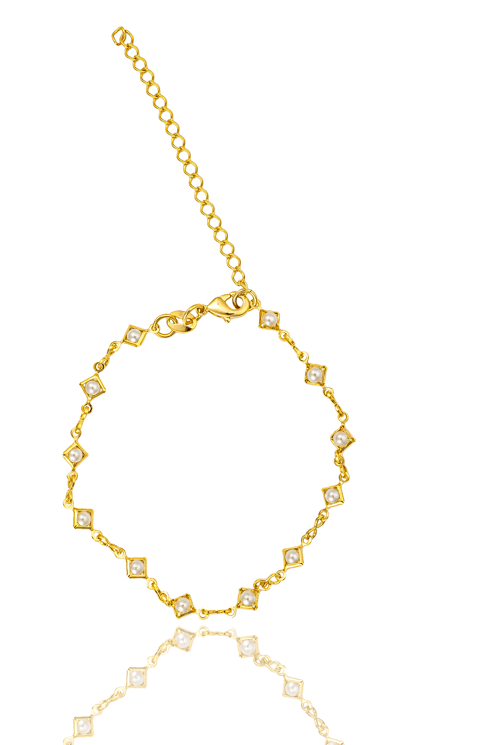 Diamond Frame Pearl Infinity Link Necklace