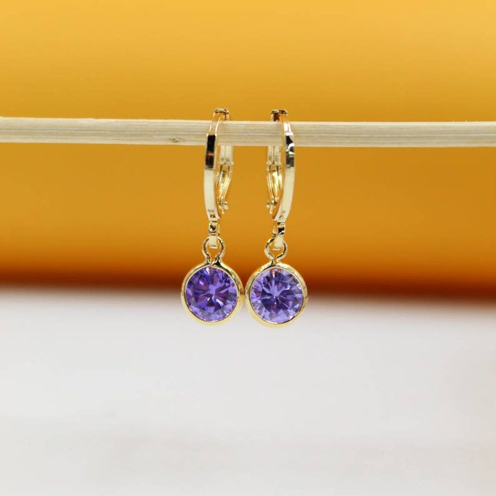 18k Gold Filled CZ Round Dangle Earrings