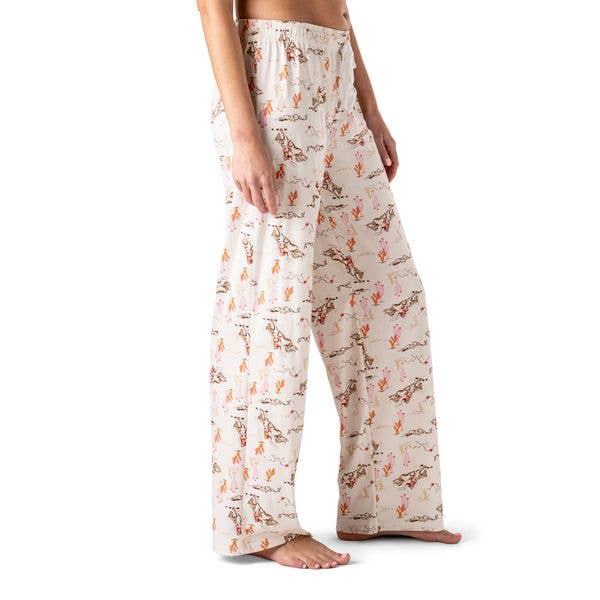 Hello Mello Down to Earth wide-leg pajama pants in cream with autumn floral print