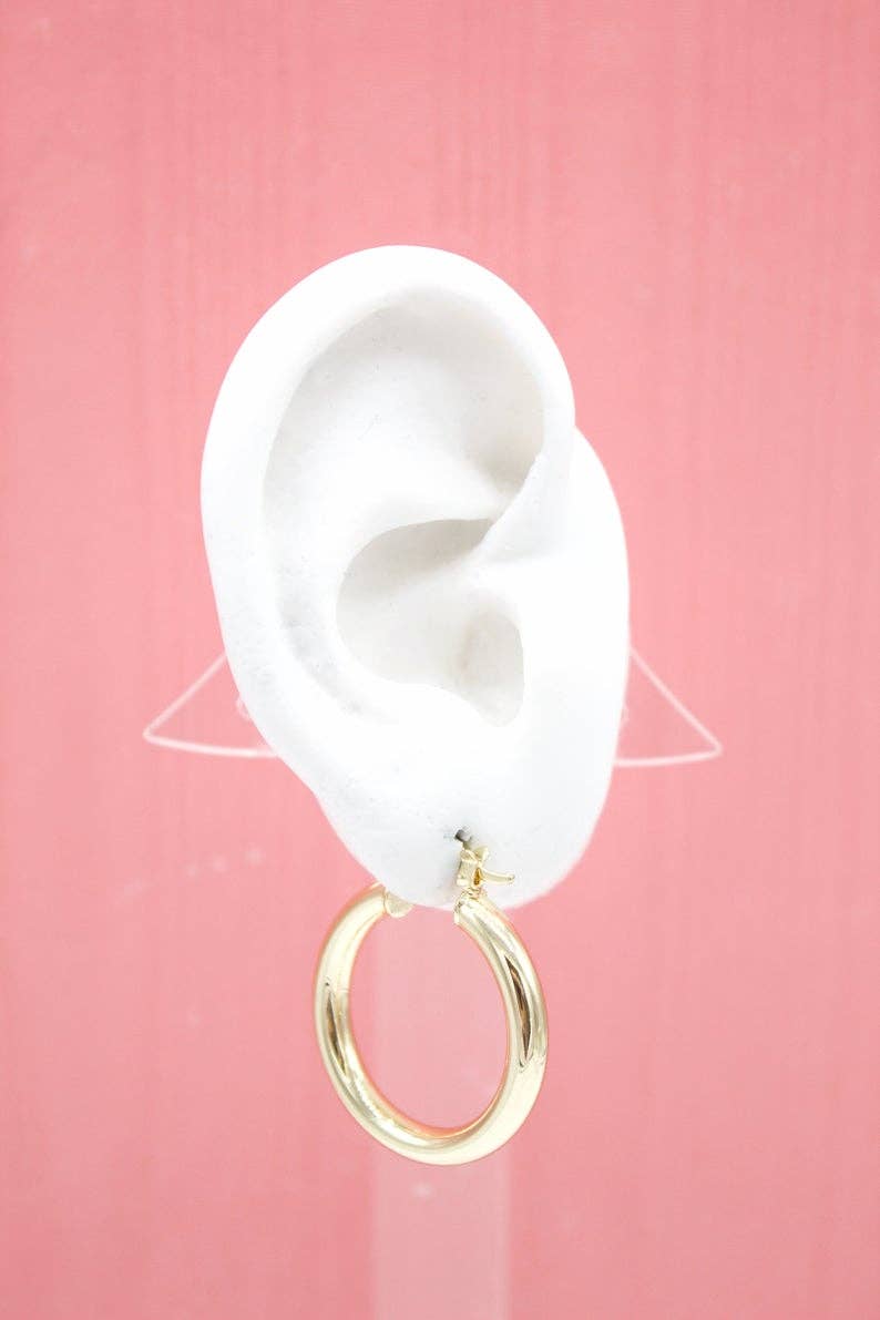 18K Gold Filled 4mm Thick Hoops Lever Back Hoop