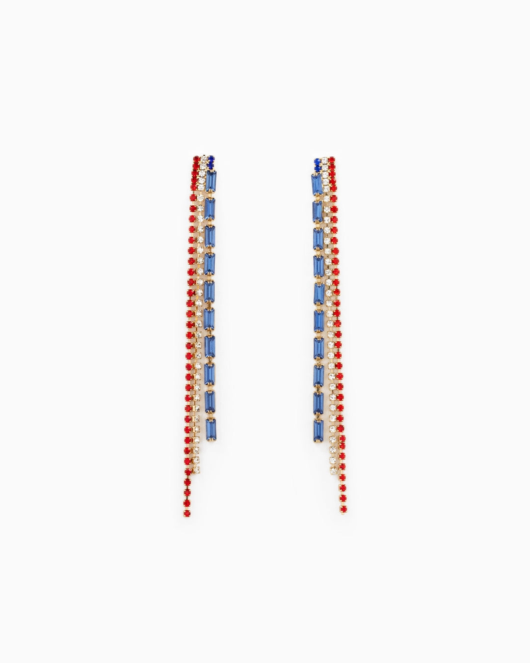 Americana Mixed Shape Crystal Fringe Dangle Earrings