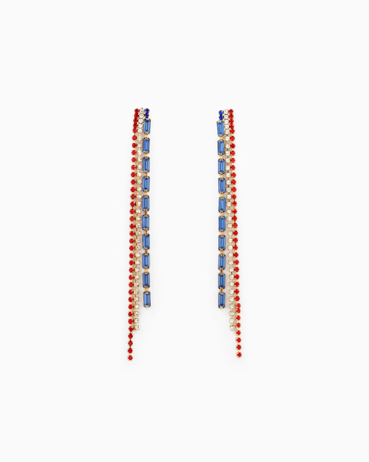 Americana Mixed Shape Crystal Fringe Dangle Earrings