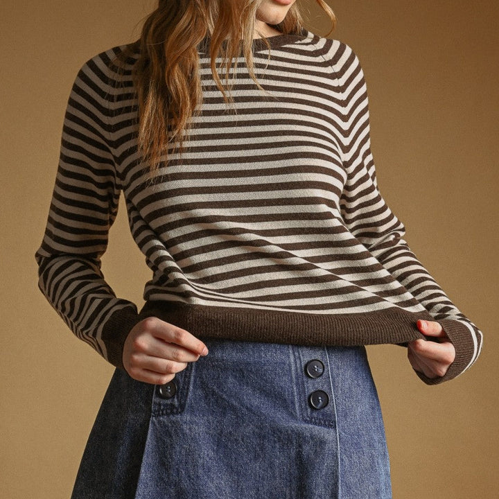 Striped Round Neck Sweater Top