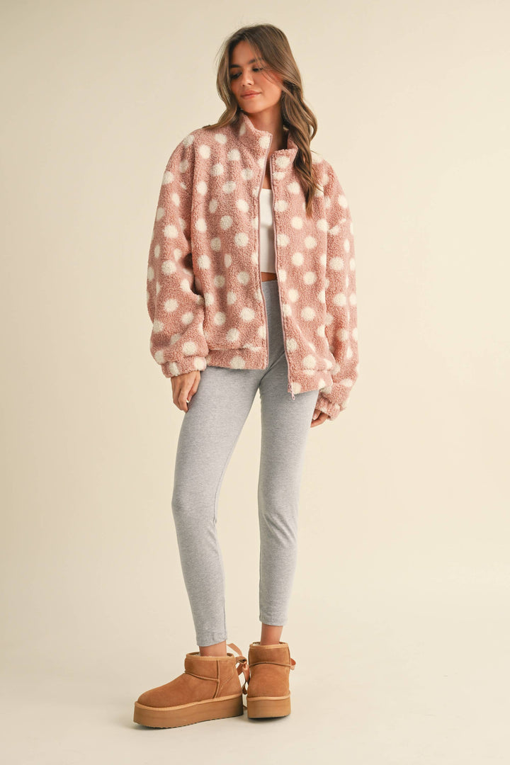 Polka Dot Teddy Bear Zipper Jacket