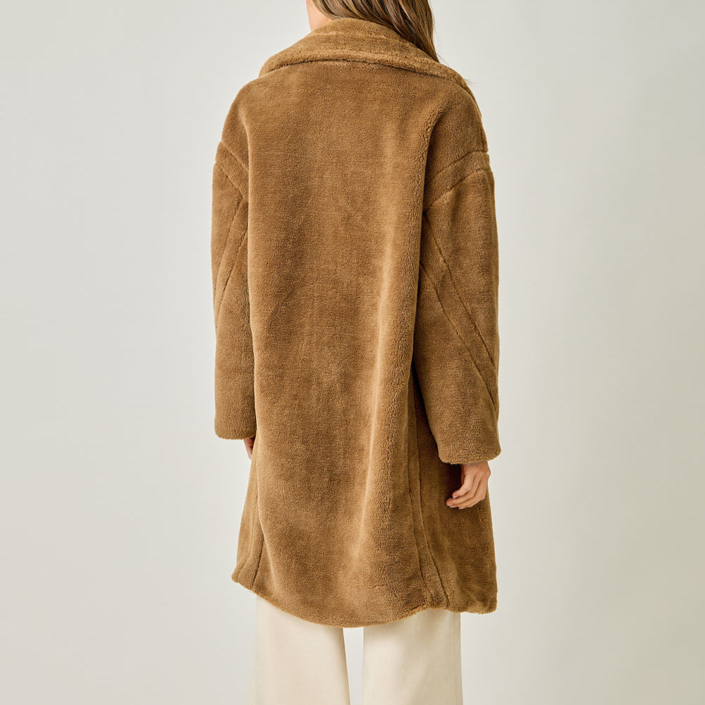 Double Breast Faux Fur Coat