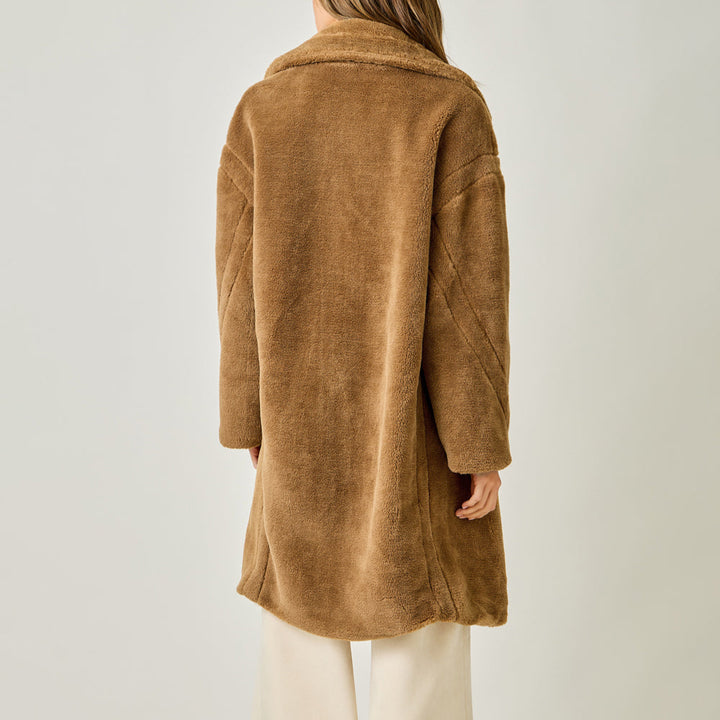 Double Breast Faux Fur Coat
