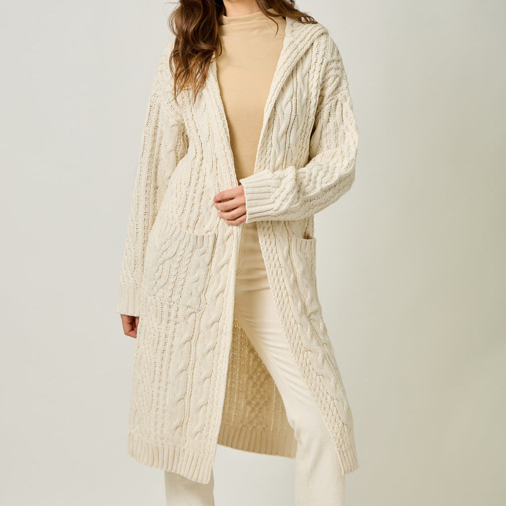 Sweater Open Hooded Cardigan
