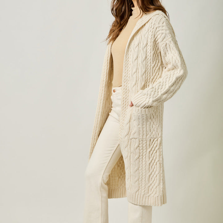 Sweater Open Hooded Cardigan