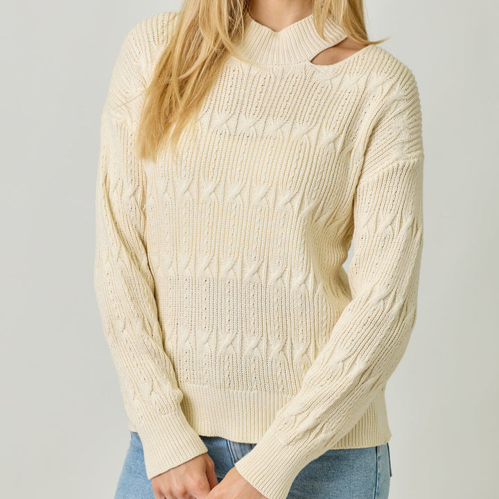 Cutout Mock Neck Sweater