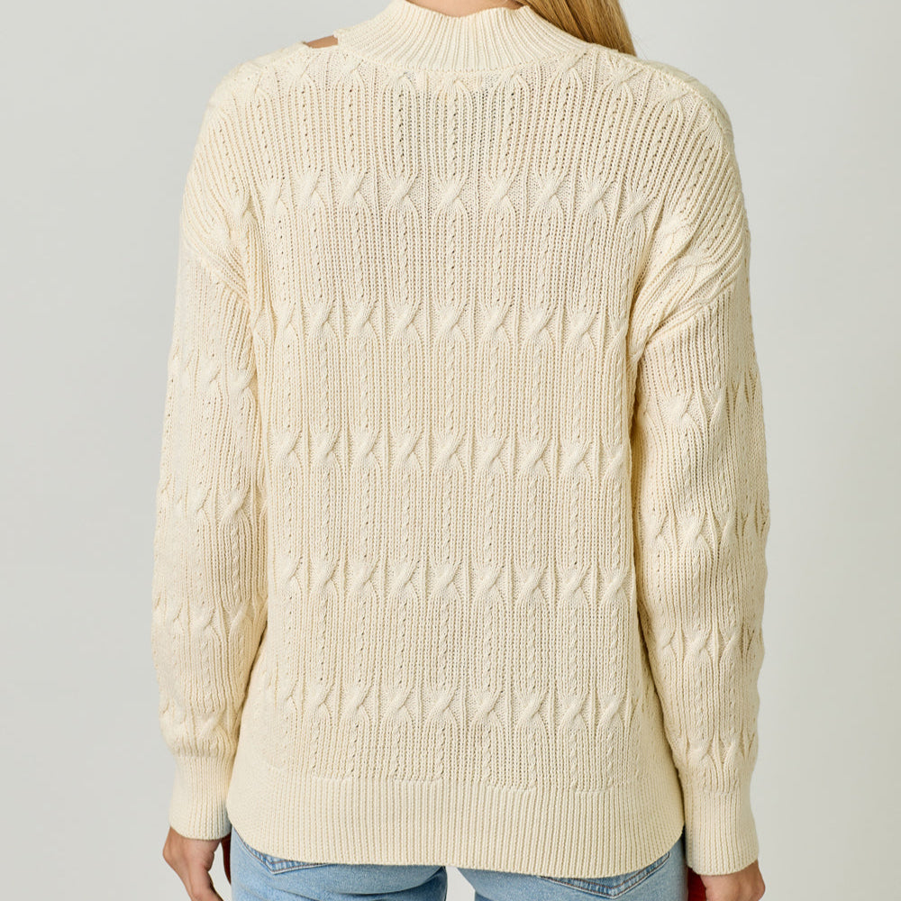 Cutout Mock Neck Sweater