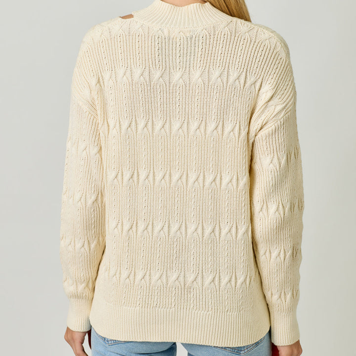 Cutout Mock Neck Sweater