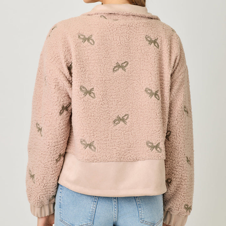 Bow Embroidery Mixed Jacket