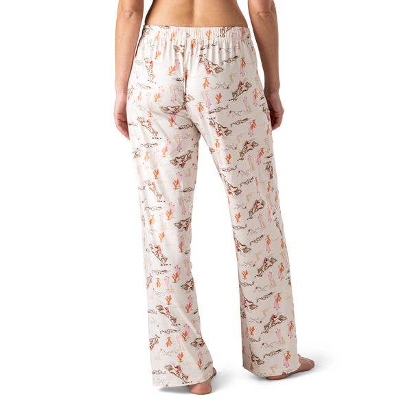Hello Mello Down to Earth pajama pants in cream with autumn floral print