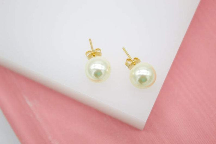 18K Gold Filled Pearl Stud Earrings