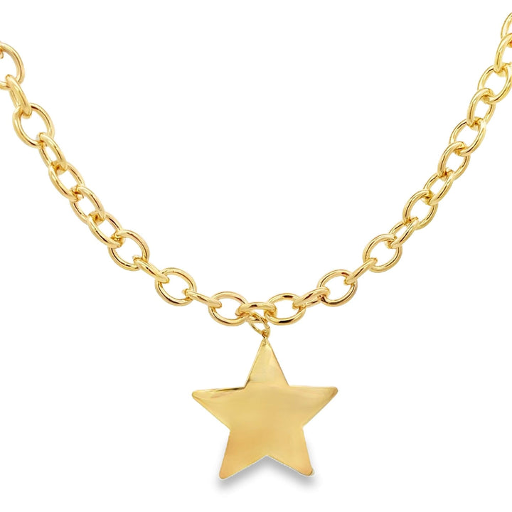 Chunky Rolo Chain Large Star Pendant Necklace