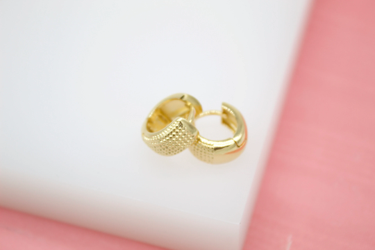 8K Gold Filled Textured Huggies Earrings