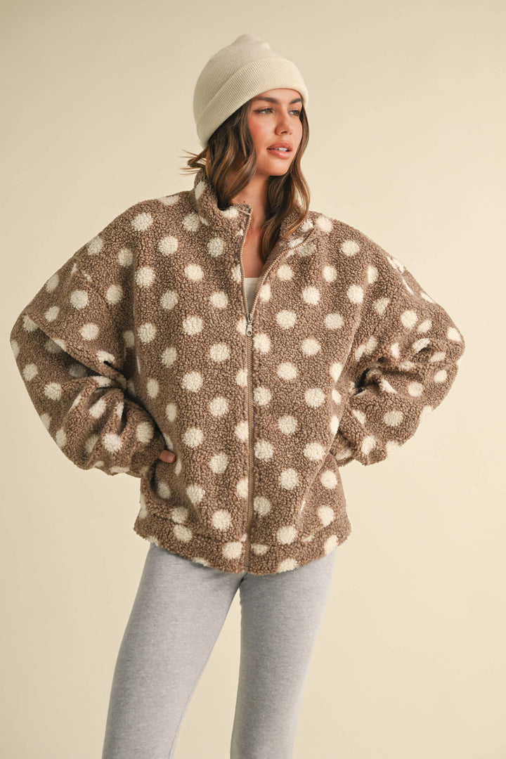Polka Dot Teddy Bear Zipper Jacket