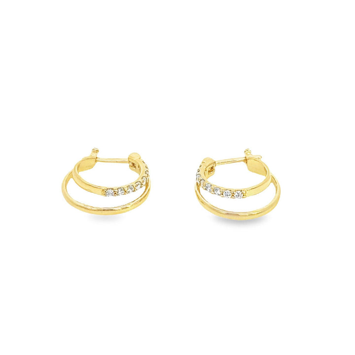 18K Gold Filled CZ Layered Lever Back Huggies Earrings