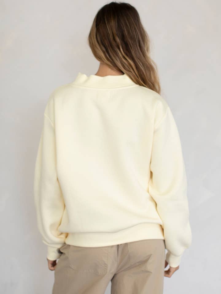 Fleece Wide Neck Sweater - Butter