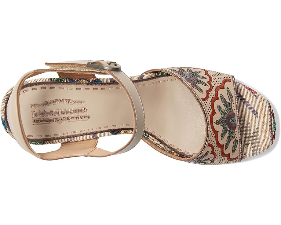 Spring Footwear Sassyclass heeled sandal in beige with colorful floral paisley pattern