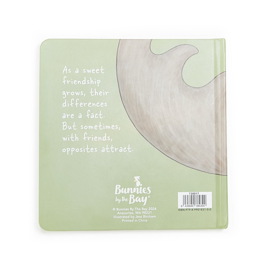 Back cover of Smidgen and Bruce A Big Friendship board book by Bunnies By the Bay