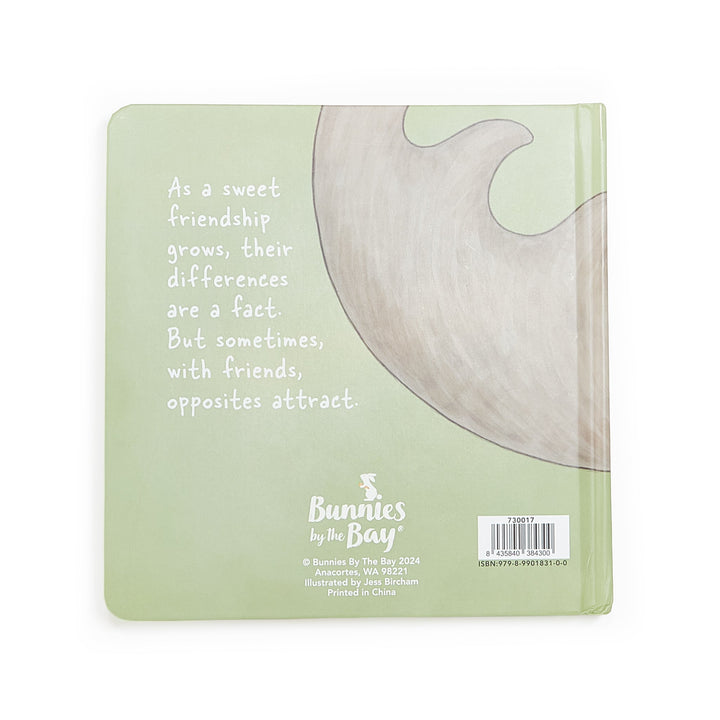 Back cover of Smidgen and Bruce A Big Friendship board book by Bunnies By the Bay