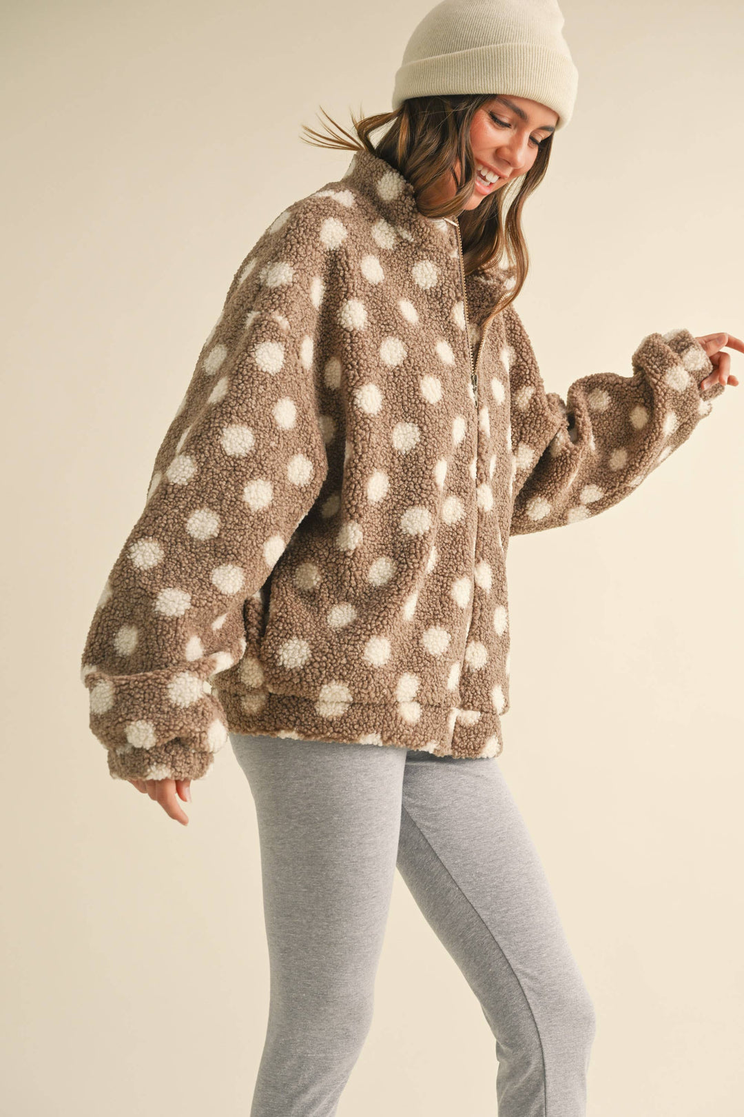 Polka Dot Teddy Bear Zipper Jacket