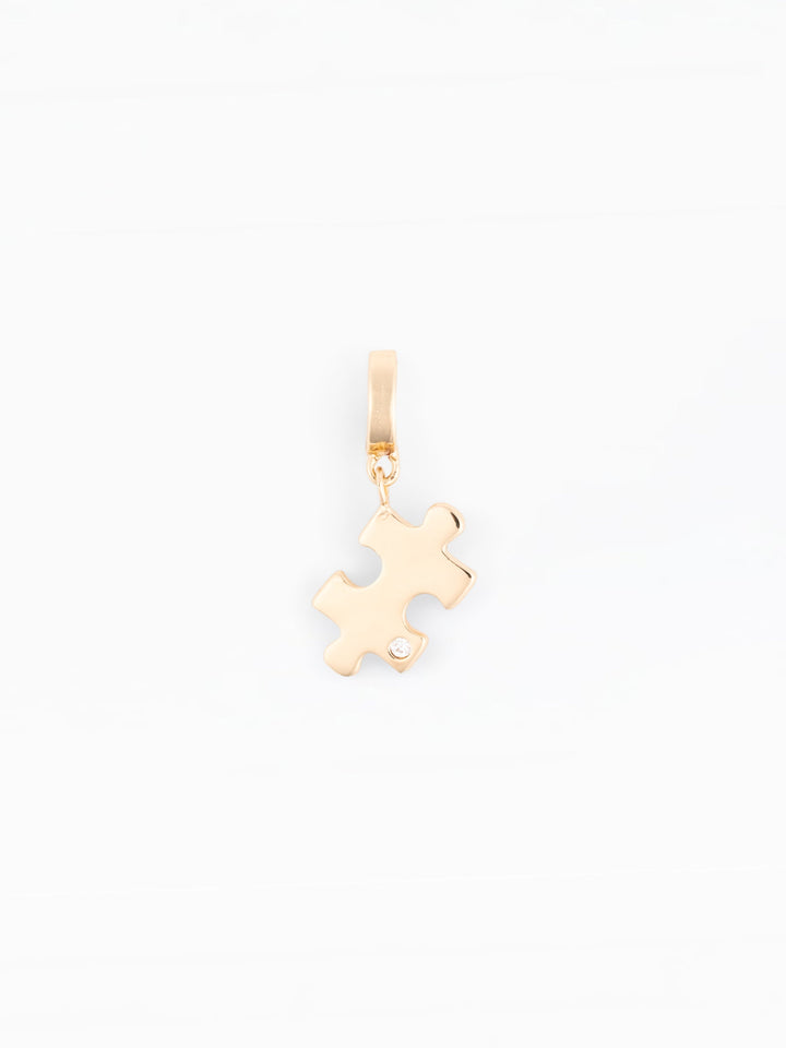 Michelle McDowell Charm Sophie gold puzzle piece pendant with small diamond accent