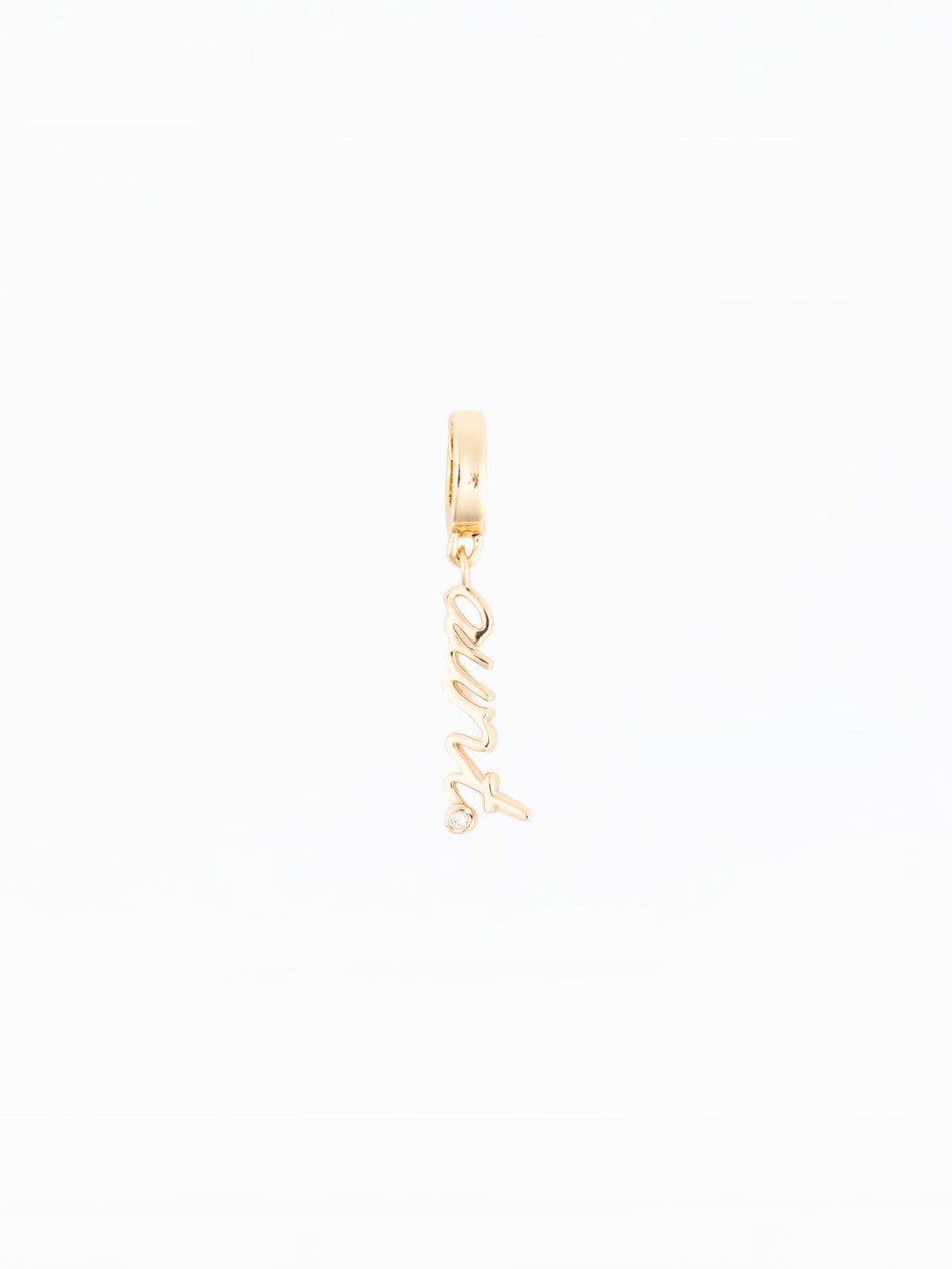 Michelle McDowell Charm Sophie gold cursive 'aunt' pendant charm with diamond accent