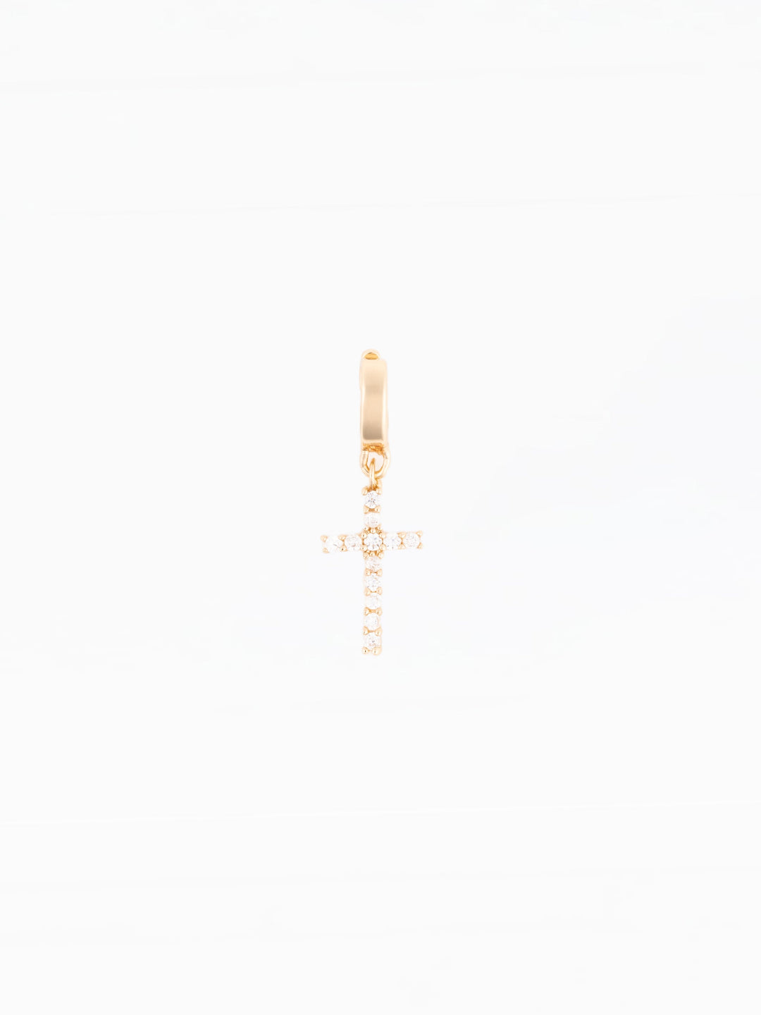 Michelle McDowell Charm Sophie gold hoop earring with crystal sparkly cross pendant charm