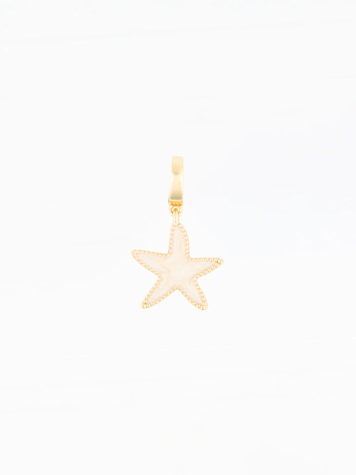 Michelle McDowell Sophie Charm pearl starfish pendant with gold beaded edge and clip bail