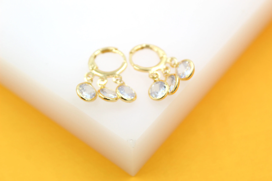 18k Gold Filled CZ Teardrop Dangle Earrings