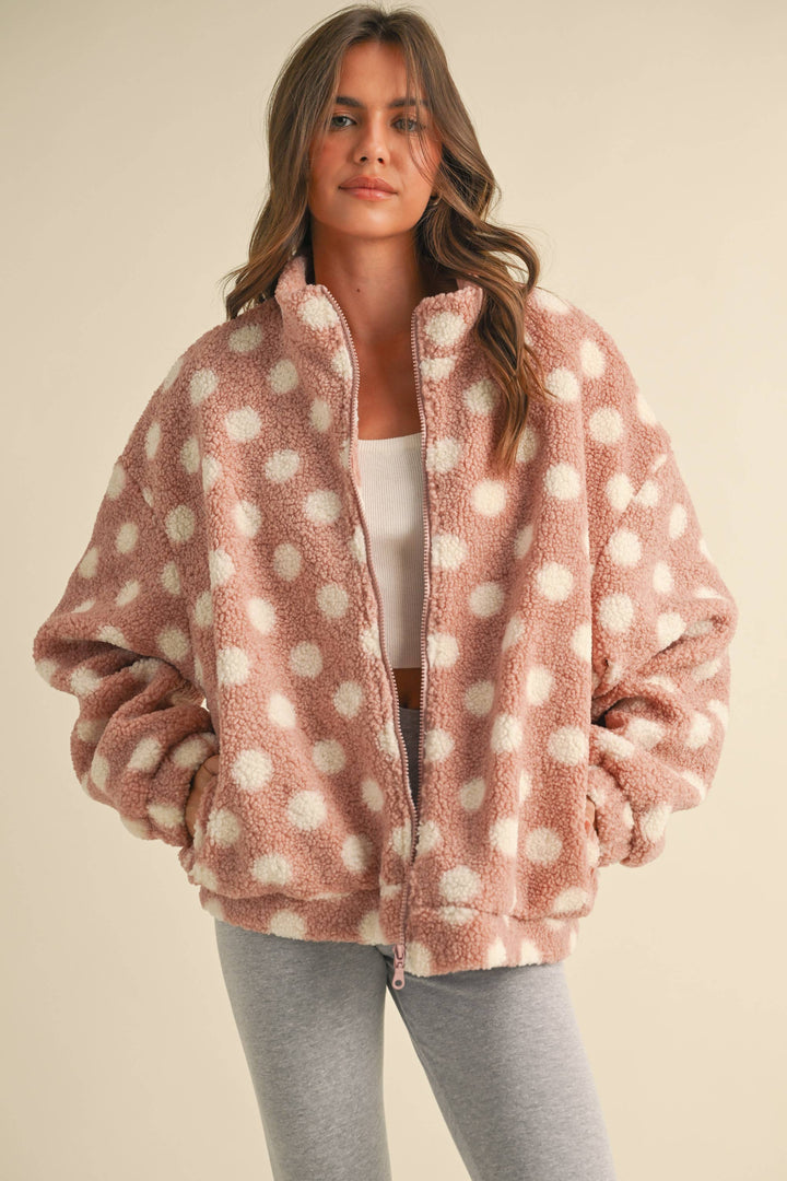 Polka Dot Teddy Bear Zipper Jacket