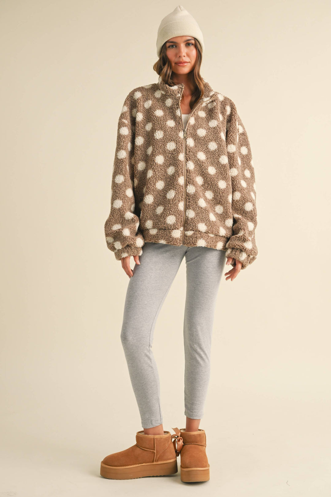 Polka Dot Teddy Bear Zipper Jacket
