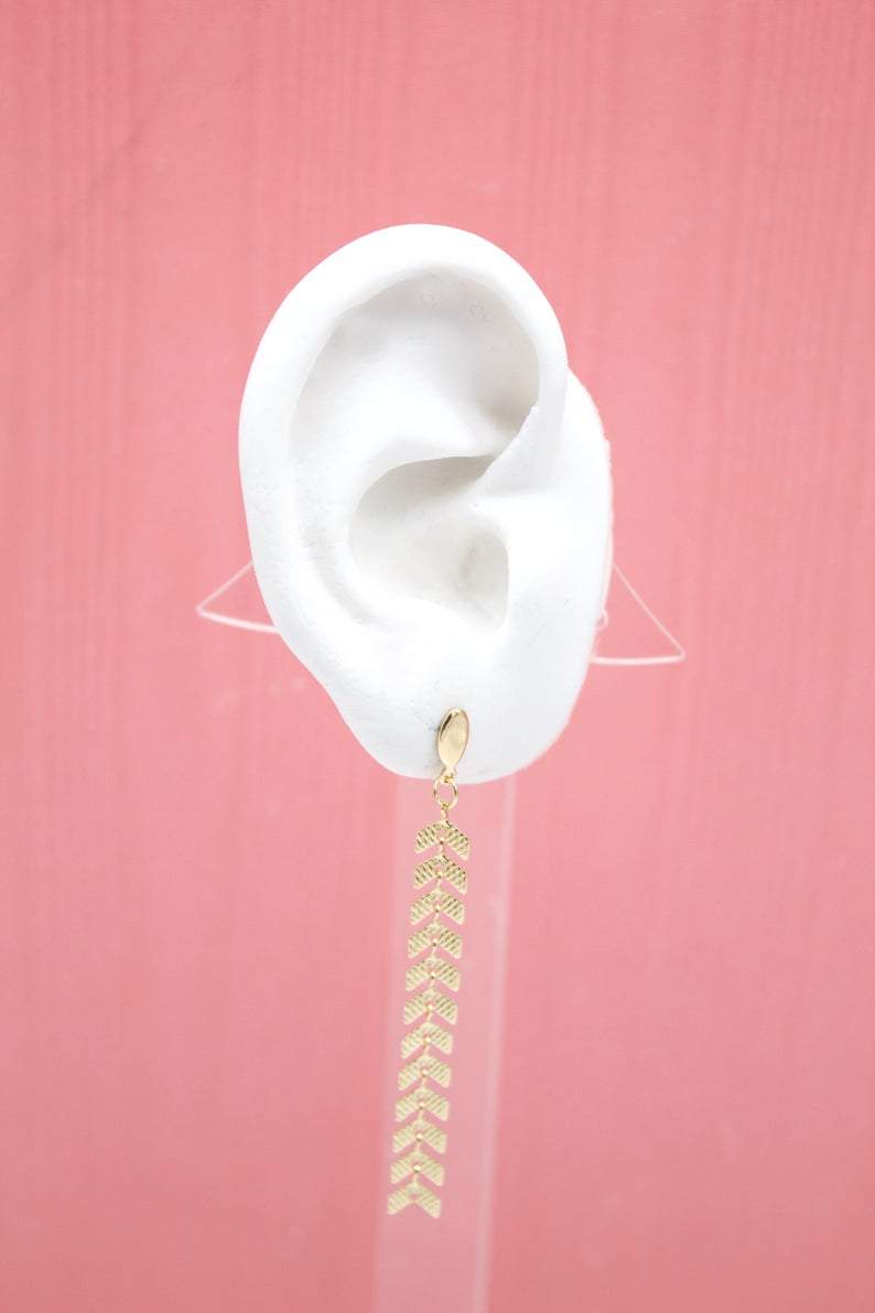 18K Gold Filled Arrow UP Dangle Drop Long Earrings