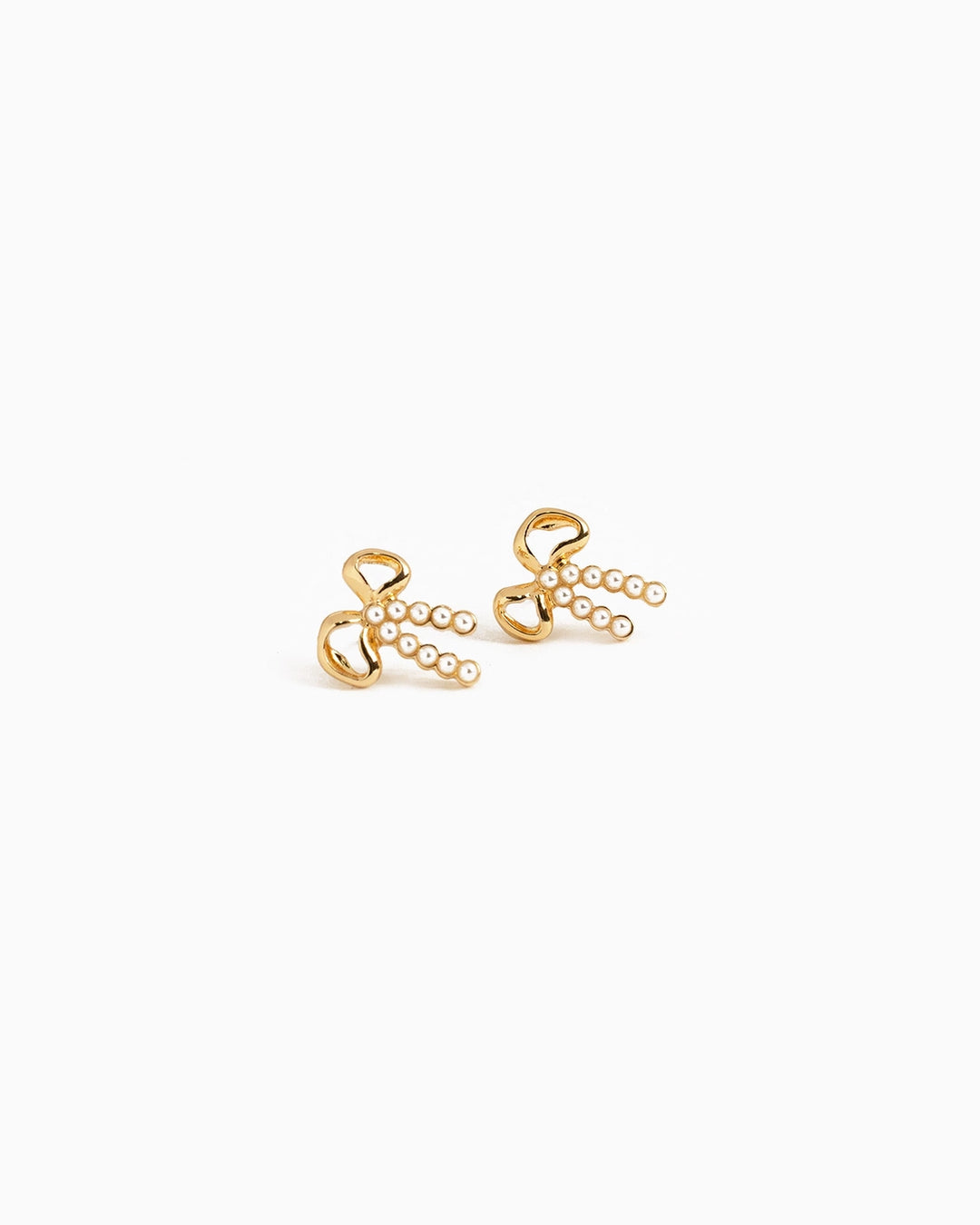 Half and Half Bow Pearl Pave Bow Earrings