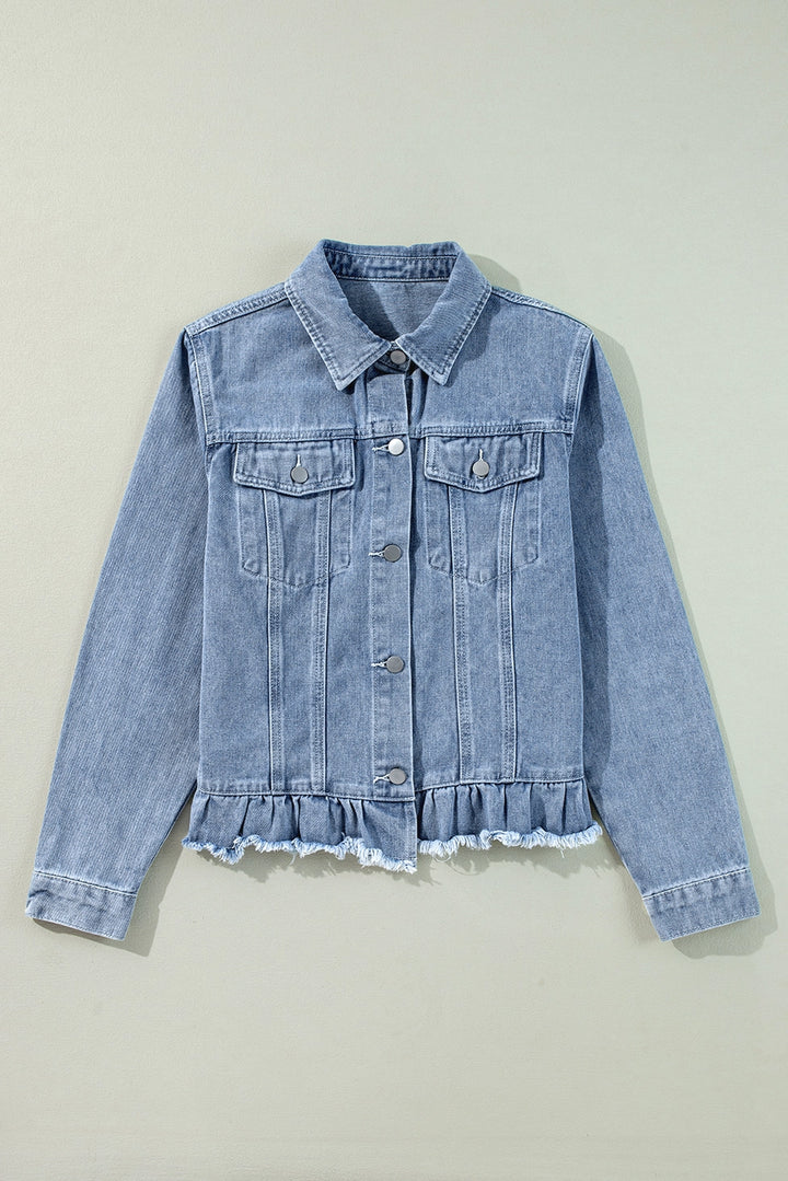 Ruffle Raw Denim Jacket