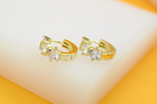 18K Gold Filled CZ Hoop Earrings