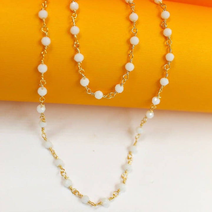 18K Gold Filled White Beaded Necklace