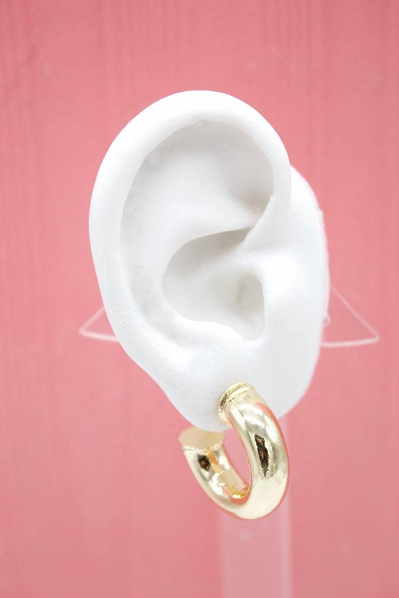 18K Gold Filled Chunky Thick Open Hoop Stud Hoops