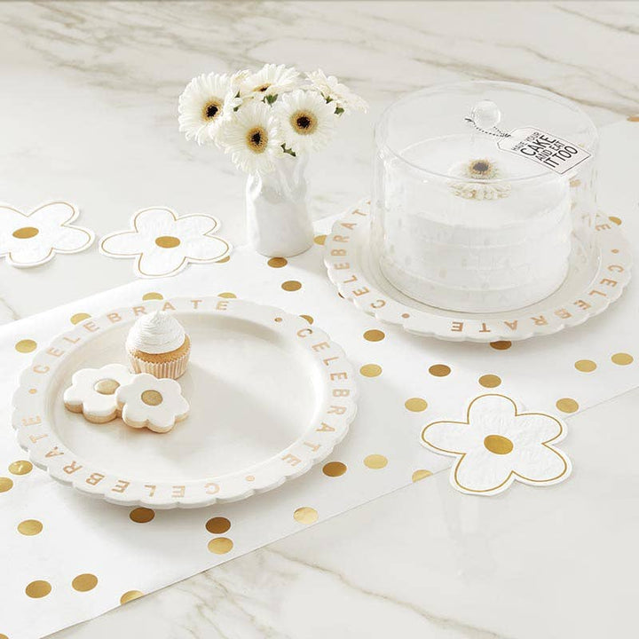 White Die Cut Flowers Cocktail Napkin