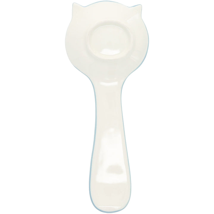 White ceramic spoon rest with cat-shaped head and long handle design